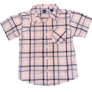 Mick Mack Boys Shirt 3T Pink‎ Blue Plaid Short Sleeve Button Up Casual